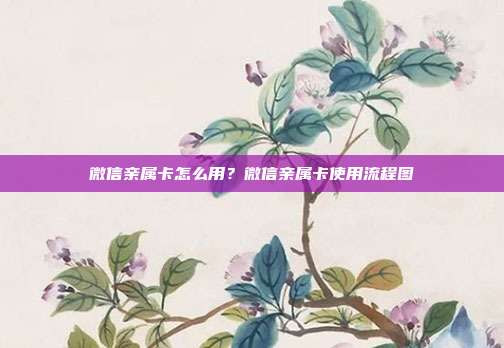 微信亲属卡怎么用？微信亲属卡使用流程图