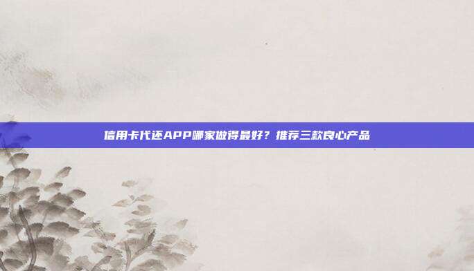 信用卡代还APP哪家做得最好？推荐三款良心产品