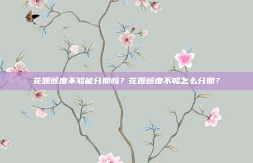花呗额度不够能分期吗？花呗额度不够怎么分期？