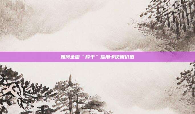 如何全面“榨干”信用卡使用价值