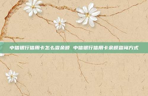 中信银行信用卡怎么查余额 中信银行信用卡余额查询方式