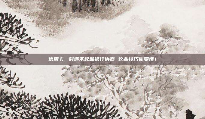 信用卡一时还不起和银行协商 这些技巧你要懂！