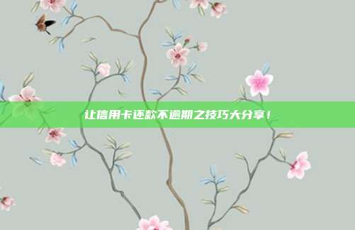 让信用卡还款不逾期之技巧大分享!