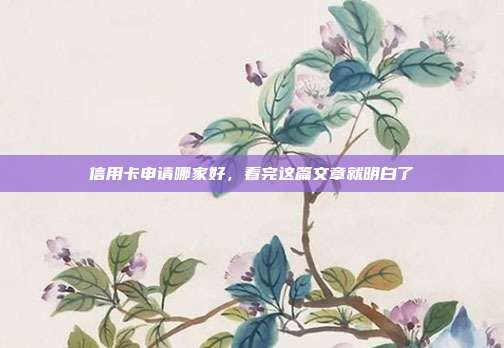信用卡申请哪家好，看完这篇文章就明白了