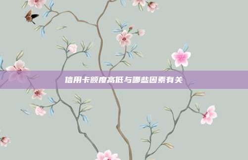 信用卡额度高低与哪些因素有关
