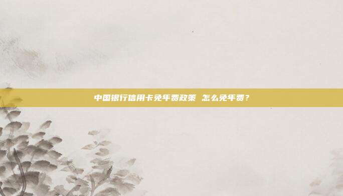 中国银行信用卡免年费政策 怎么免年费?