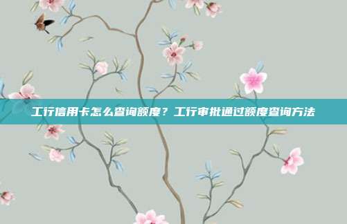 工行信用卡怎么查询额度？工行审批通过额度查询方法