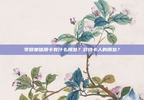 零额度信用卡有什么用处？对持卡人的用处？