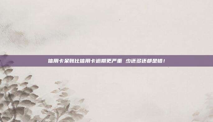 信用卡呆账比信用卡逾期更严重 少还多还都是错！