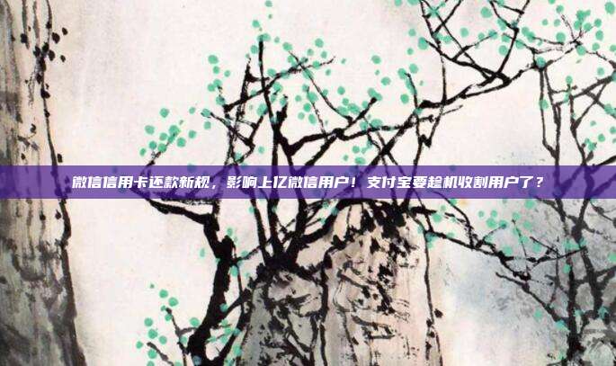 微信信用卡还款新规，影响上亿微信用户！支付宝要趁机收割用户了？