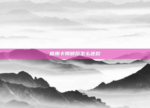 信用卡降额后怎么还款