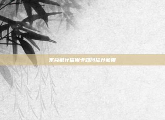 东莞银行信用卡如何提升额度