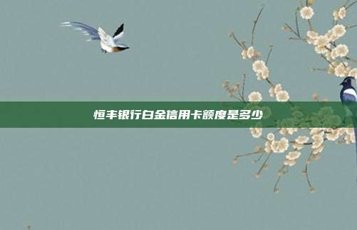 恒丰银行白金信用卡额度是多少
