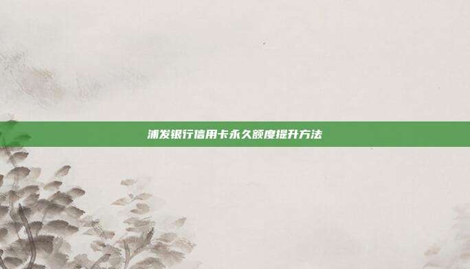 浦发银行信用卡永久额度提升方法