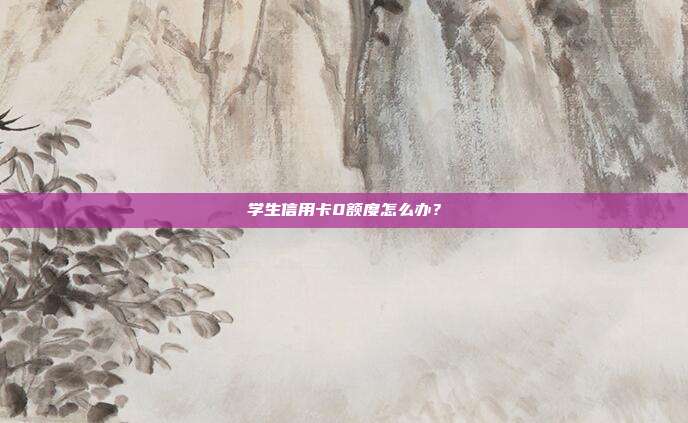 学生信用卡0额度怎么办？