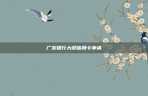 广发银行大额信用卡申请
