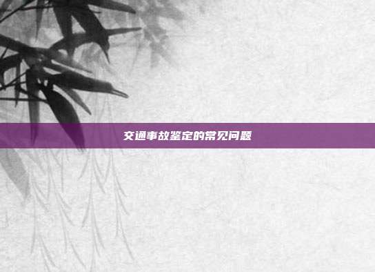 交通事故鉴定的常见问题
