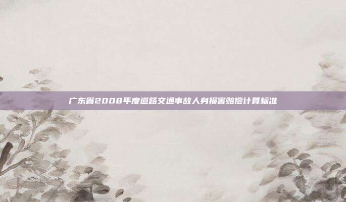 广东省2008年度道路交通事故人身损害赔偿计算标准