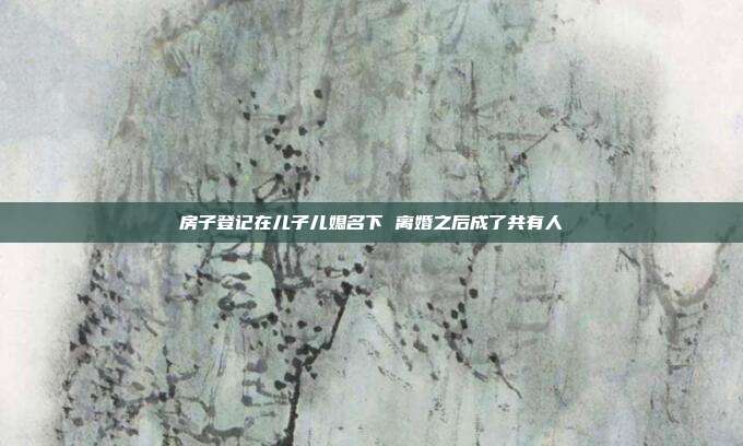 房子登记在儿子儿媳名下 离婚之后成了共有人