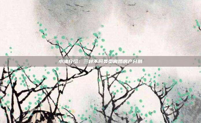 小编介绍:三种不同类型离婚房产分割