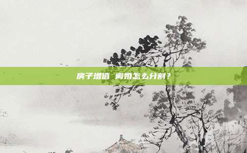 房子增值 离婚怎么分割？