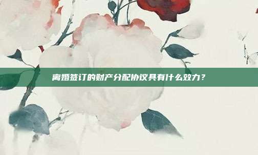 离婚签订的财产分配协议具有什么效力?
