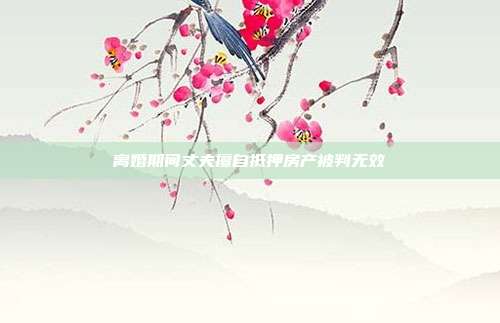 离婚期间丈夫擅自抵押房产被判无效