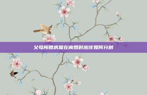 父母所赠房屋在离婚时应该如何分割