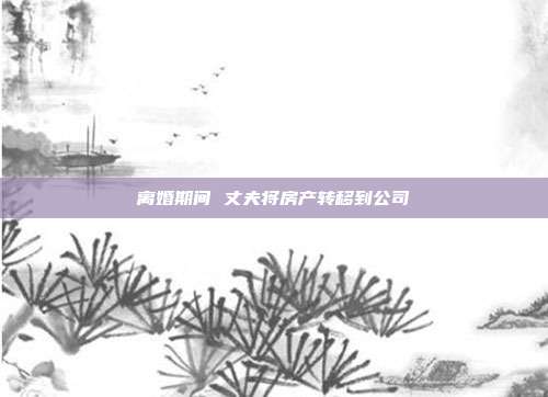 离婚期间 丈夫将房产转移到公司