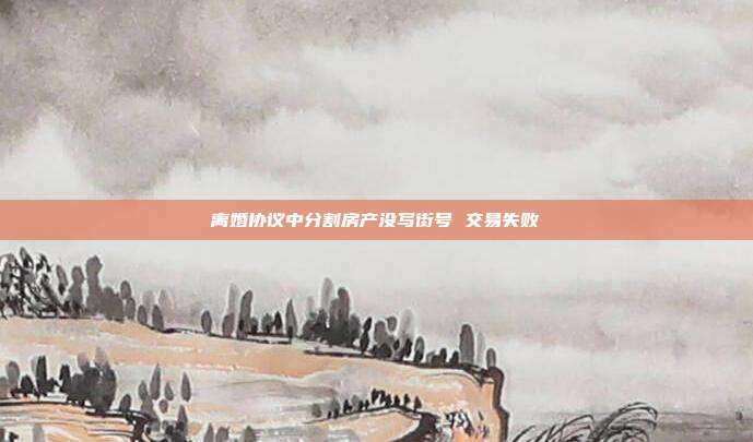 离婚协议中分割房产没写街号 交易失败