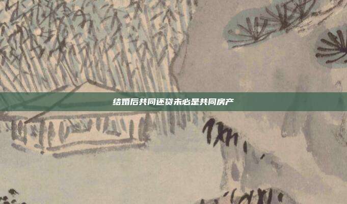 结婚后共同还贷未必是共同房产