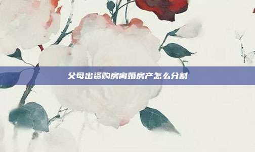 父母出资购房离婚房产怎么分割