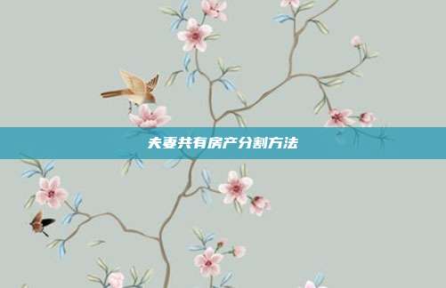 夫妻共有房产分割方法