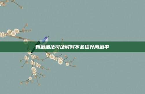 新婚姻法司法解释不会提升离婚率