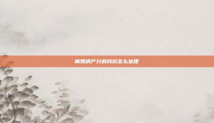 离婚房产分割纠纷怎么处理