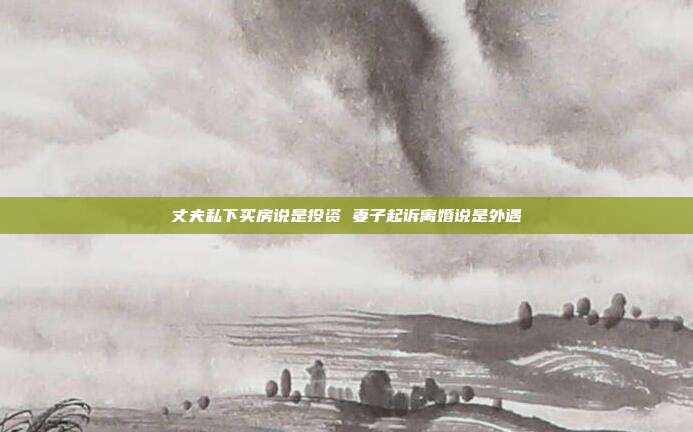 丈夫私下买房说是投资 妻子起诉离婚说是外遇