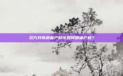 双方共有房屋产权该如何明确产权？