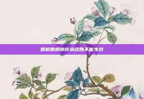 婚前赠房协议未结婚不能生效