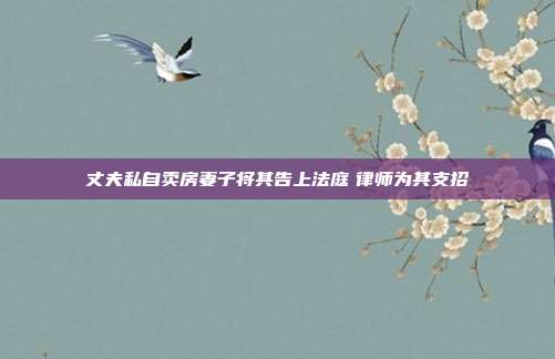 丈夫私自卖房妻子将其告上法庭 律师为其支招