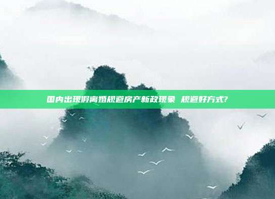 国内出现假离婚规避房产新政现象 规避好方式?