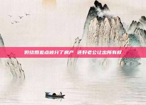 假结婚差点被分了房产 还好老公让出所有权