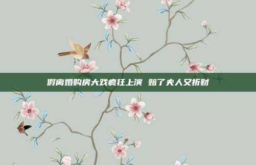 假离婚购房大戏疯狂上演 赔了夫人又折财