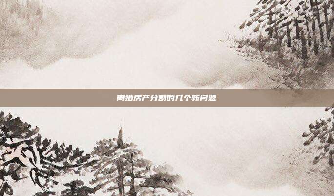 离婚房产分割的几个新问题