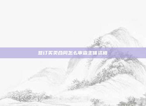 签订买卖合同怎么审查主体资格