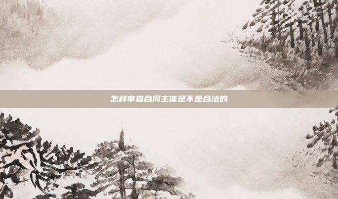 怎样审查合同主体是不是合法的