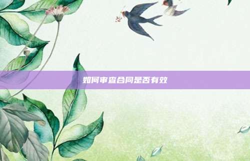 如何审查合同是否有效