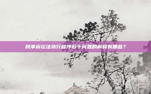 民事诉讼法执行程序若干问题的解释有哪些?