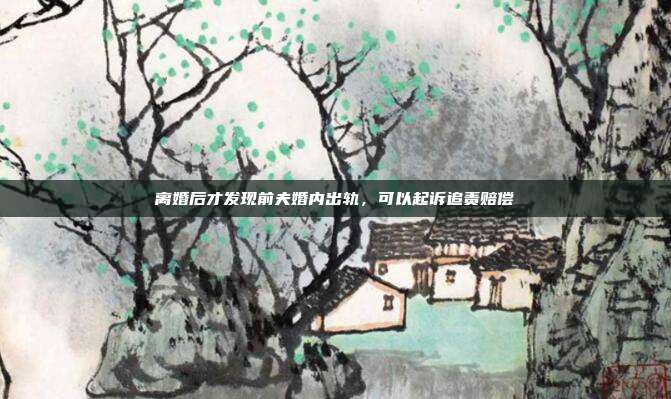 离婚后才发现前夫婚内出轨，可以起诉追责赔偿
