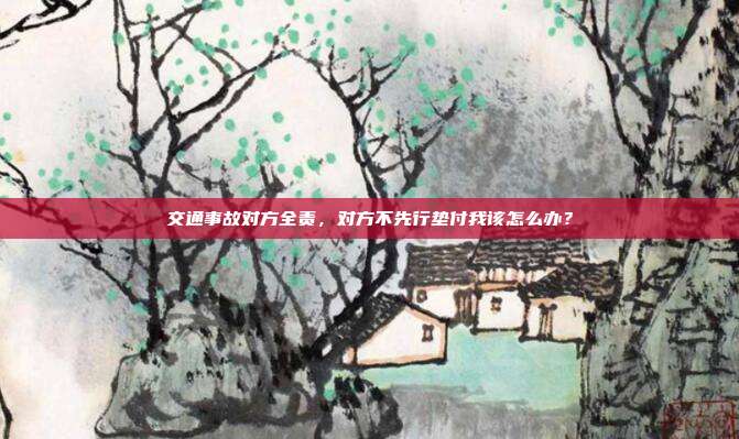 交通事故对方全责，对方不先行垫付我该怎么办？