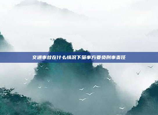 交通事故在什么情况下肇事方要负刑事责任